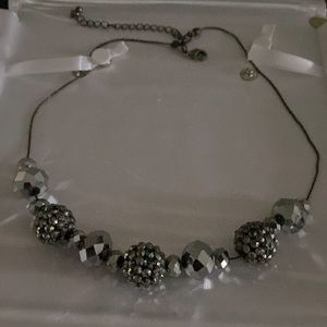 Necklace with silver and mirror beads